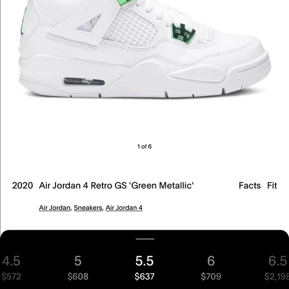 2020 Air Jordan 4 Retro GS in Green Metallic - 5.5Y - Picture 14 of 14